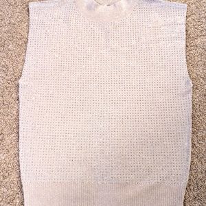 NWT! Sleeveless High Neck Champagne Bling Tank